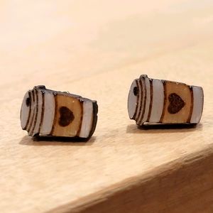 Coffee cup stud earrings
